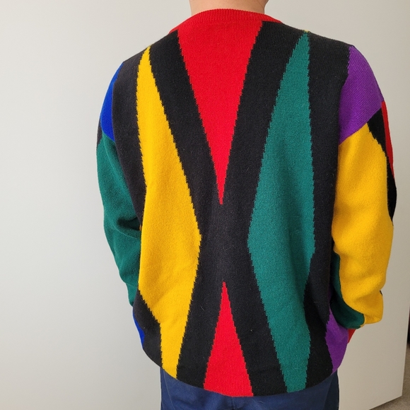 Pringle of Scotland Men's Colourblock Wool Knit Sweater Size Large - Picture 7 of 12